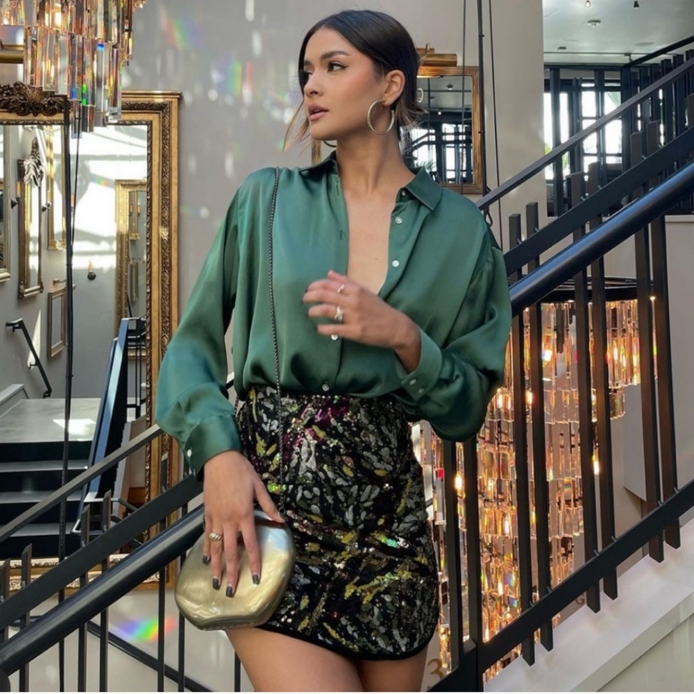 Zara SHORT MINI SEQUIN SKIRT - Picture 6 of 11